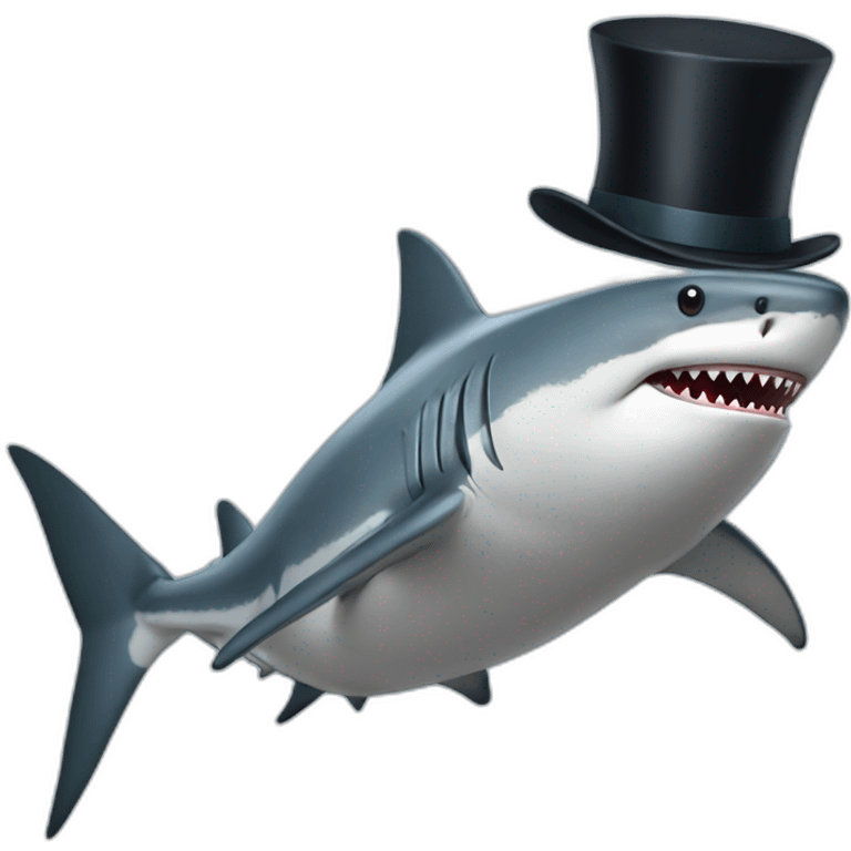 Shark with a top hat emoji