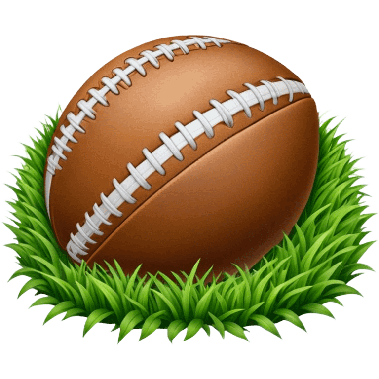 Cinematic Realistic image of an AFL ball resting on a lush, grassy field, showcasing weathered leather textures and intricate markings, bathed in soft, natural lighting that emphasizes its iconic role in the game emoji