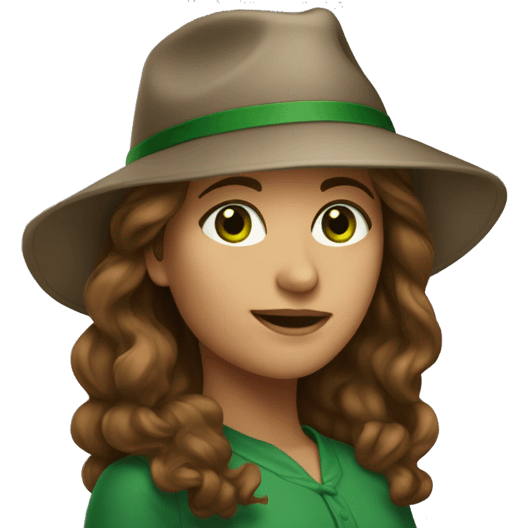 woman-brown-hair-green-eyes-university-hat emoji