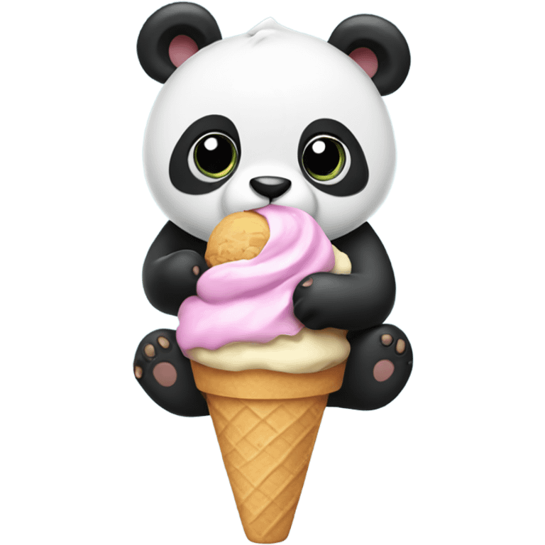 Panda eating ice cream emoji