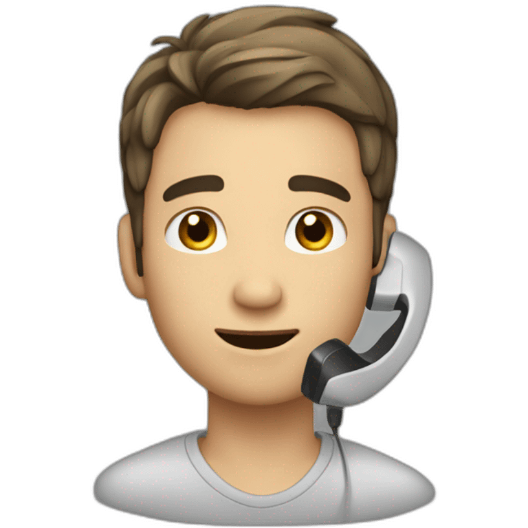 a 21 years old man with low hair and stubble calling on the phone wondered emoji