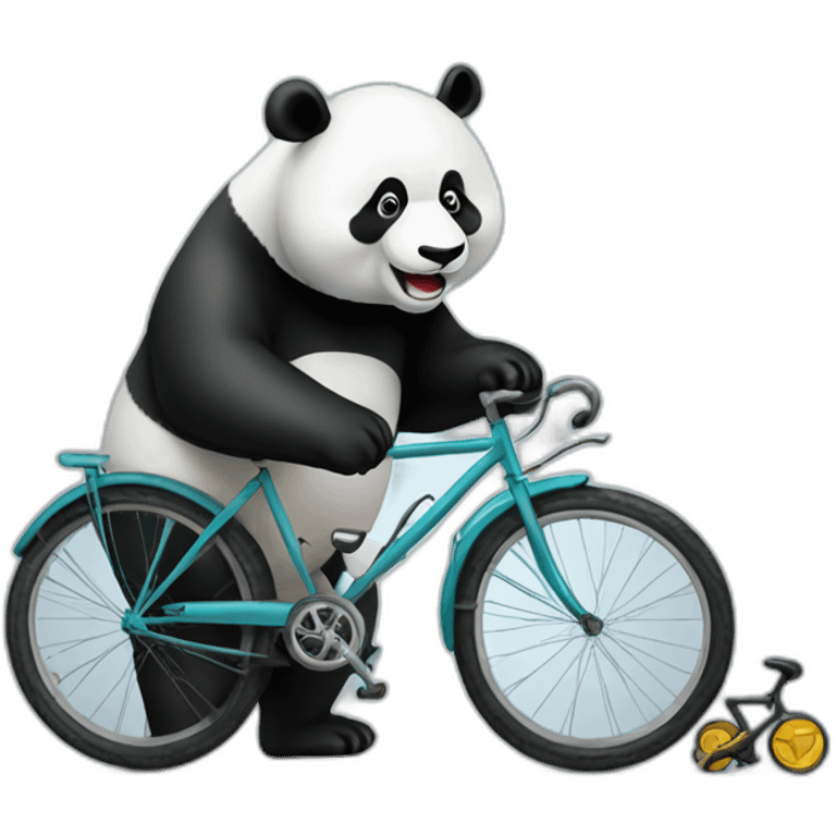 panda repairing a bicycle emoji