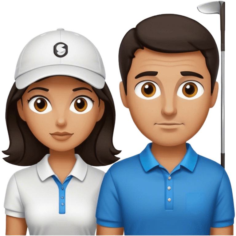 Golfer friends , dark hair, left women right man emoji