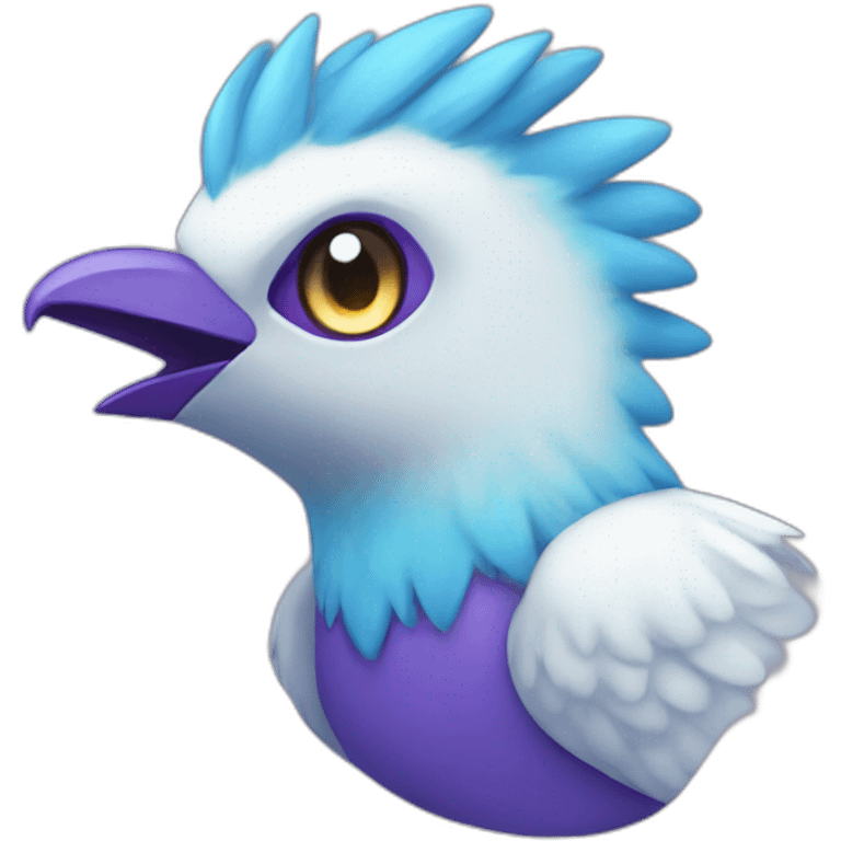 Blue Purple Galarian-Articuno Fire Head Big Eyeys emoji