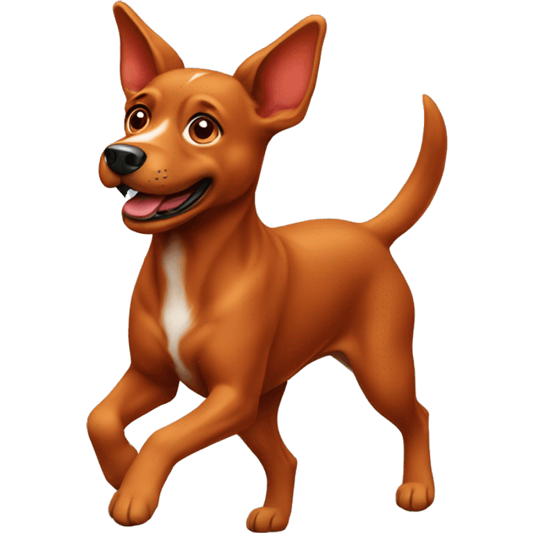 realistic solid red dog with pointed ears running emoji