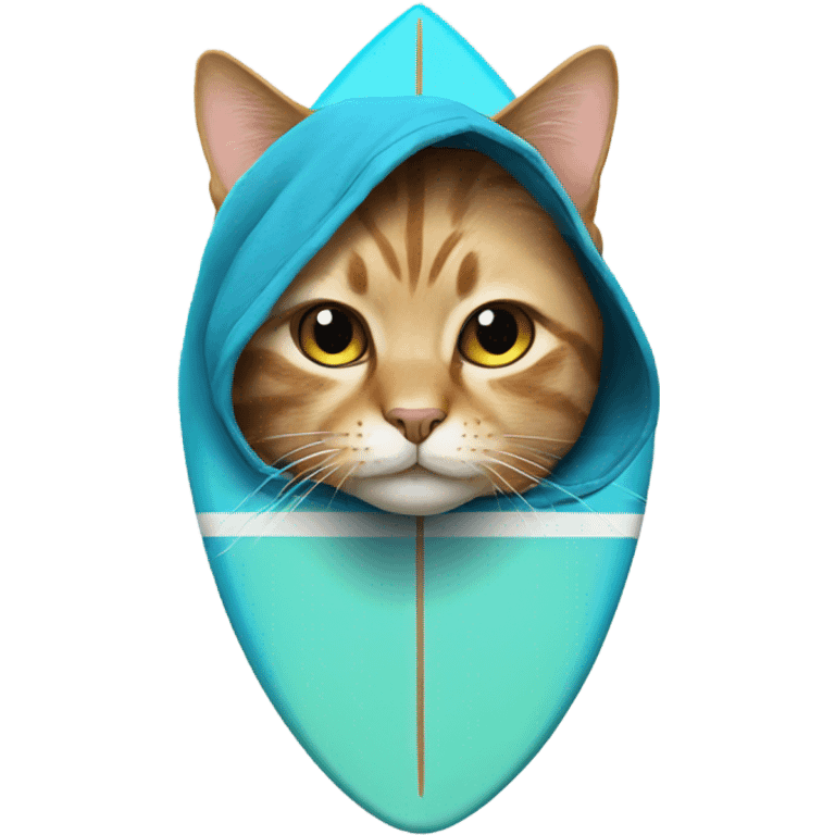 cat wearing a hoodie on a surfboard  emoji