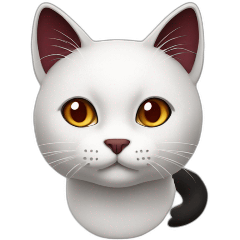 White, black and maroon cat emoji