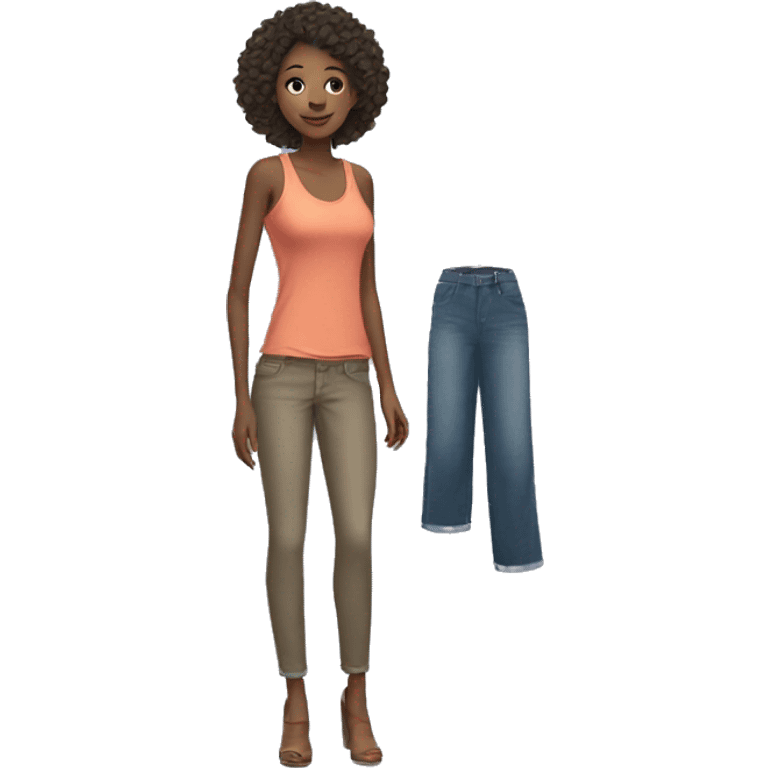 tall woman growing out of her clothes emoji