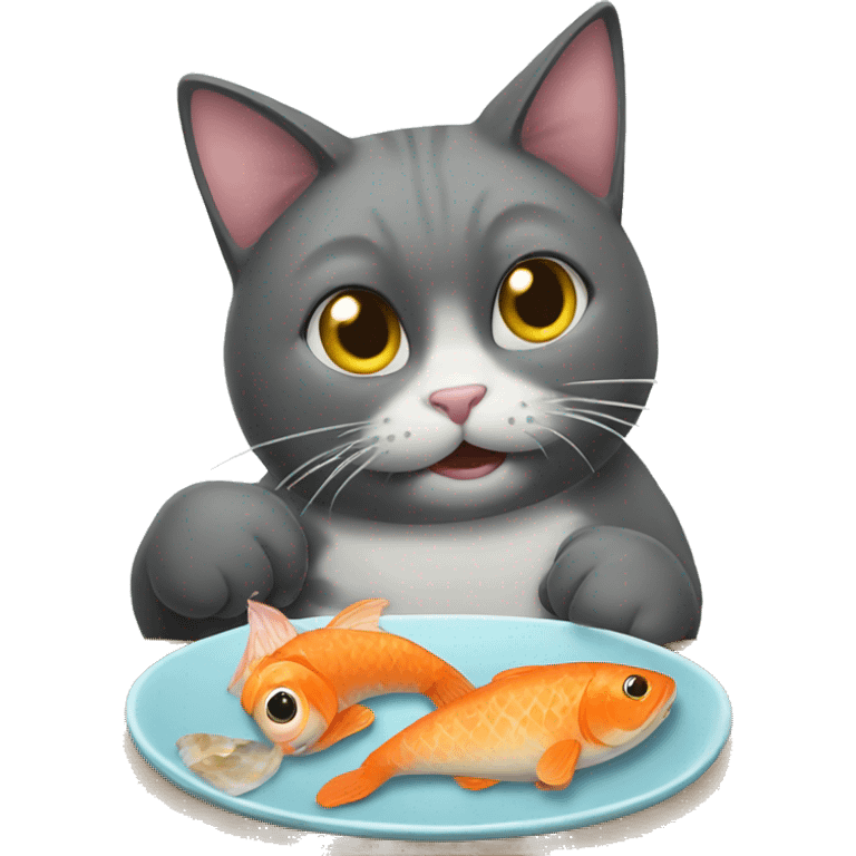 A cat eating fishy  emoji