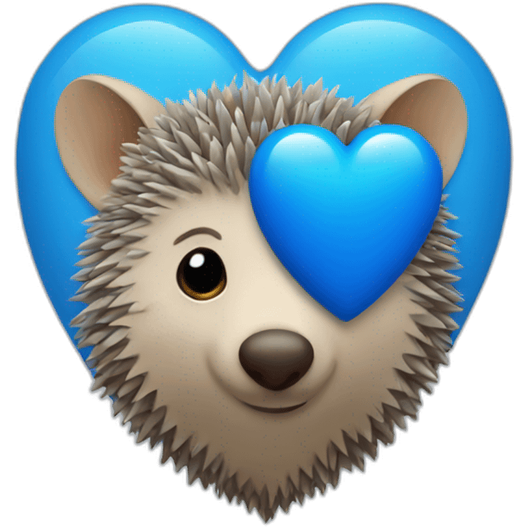 blue heart with hedgehog emoji