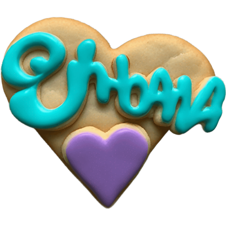 Teal purple Cookie heart with ohana emoji