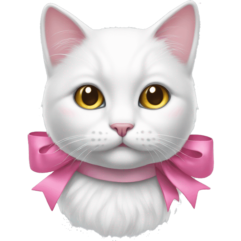 white cat with a pink bow emoji