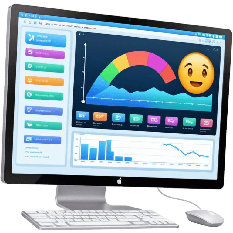 Create an emoji for animation and motion design. Show a computer monitor displaying the animation creation process, with a timeline, keyframes, and motion effects. Use modern, vibrant colors. No emojis or smiley faces. Transparent background. emoji