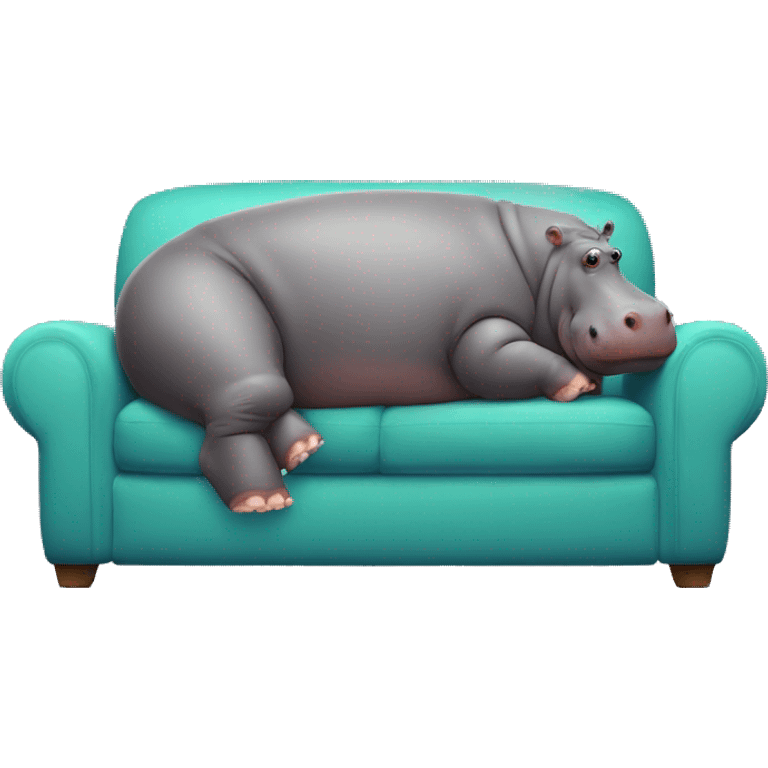 fat hippo as soccer player lying on the sofa emoji