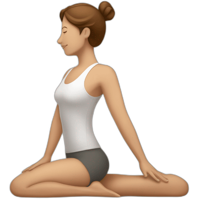 Yoga white woman brown hair downward dog emoji