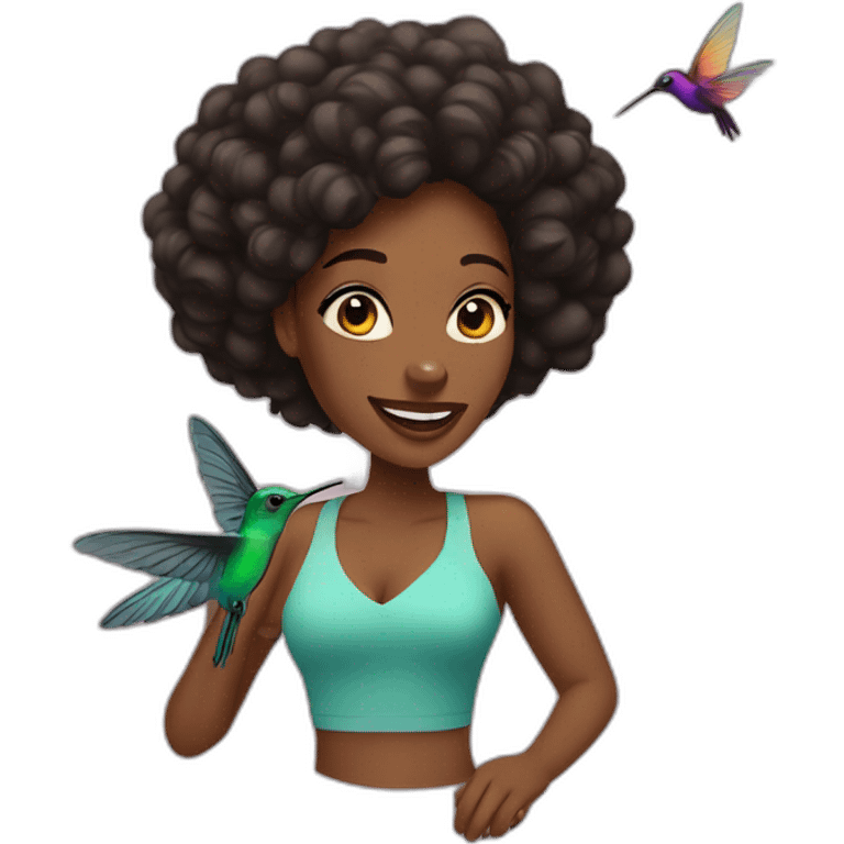 Black women with humming bird emoji