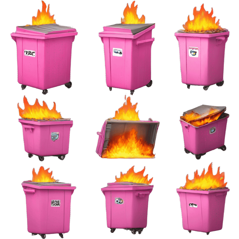 Pink dumpster fire; include a lid emoji