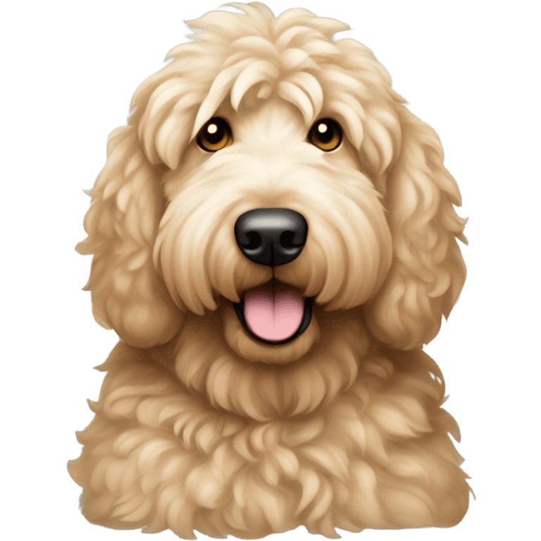 Standard fluffy Goldendoodle relaxing emoji