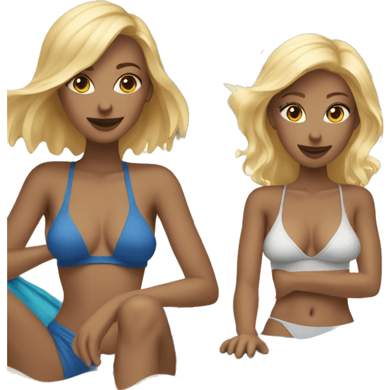 Two blondes at beach  emoji