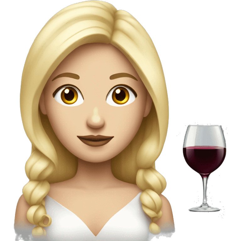 Blonde White Elegant girl with red wine emoji