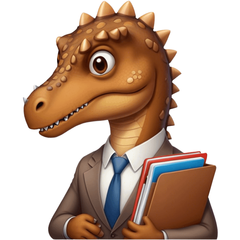 sad office dinosaur holding folders emoji