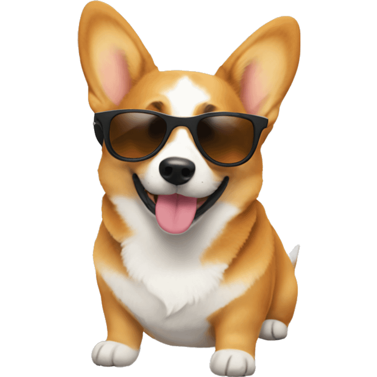 corgi wearing a sunglasses emoji