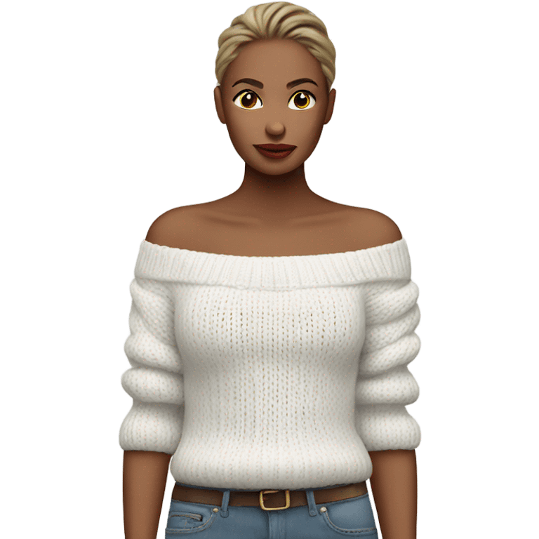 white off the shoulder knitted jumper  emoji