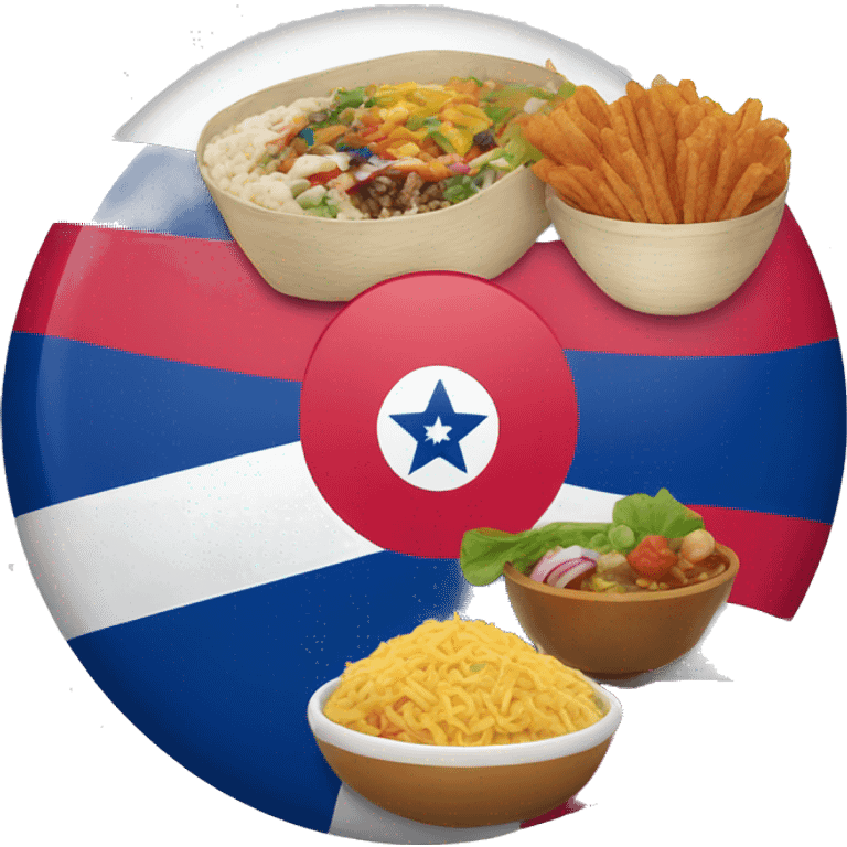 Dominican Republic flag with Korean food in the middle  emoji