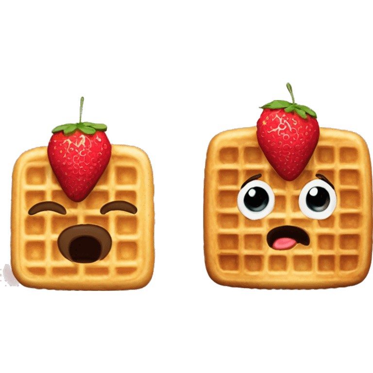 Waffle whit mapple, strawberries and chocolat emoji