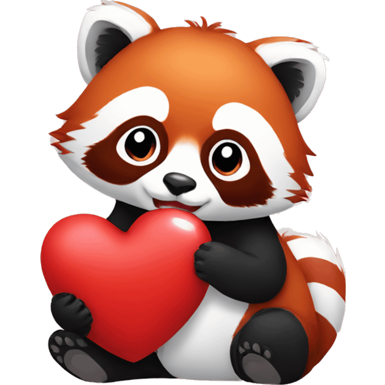 Red panda holding a heart in his hand emoji