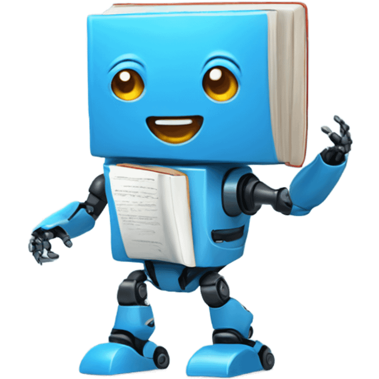 cute robot holds a blue book emoji