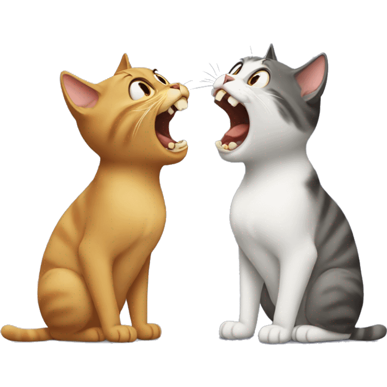 Two cats screaming at each other back-and-forth emoji