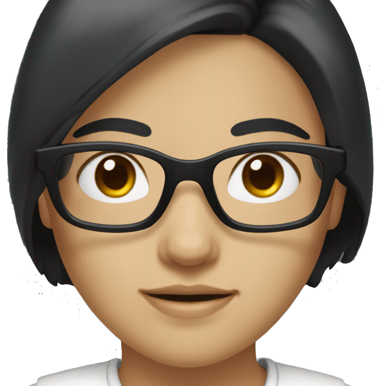 Girl white skin black hair brown eyes with glasses emoji