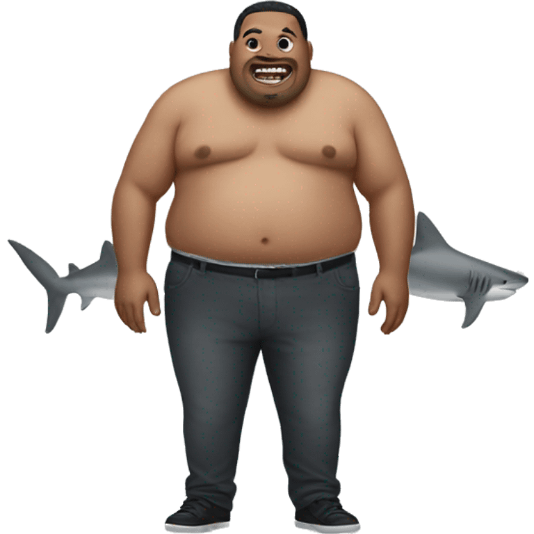 man with fat shark emoji