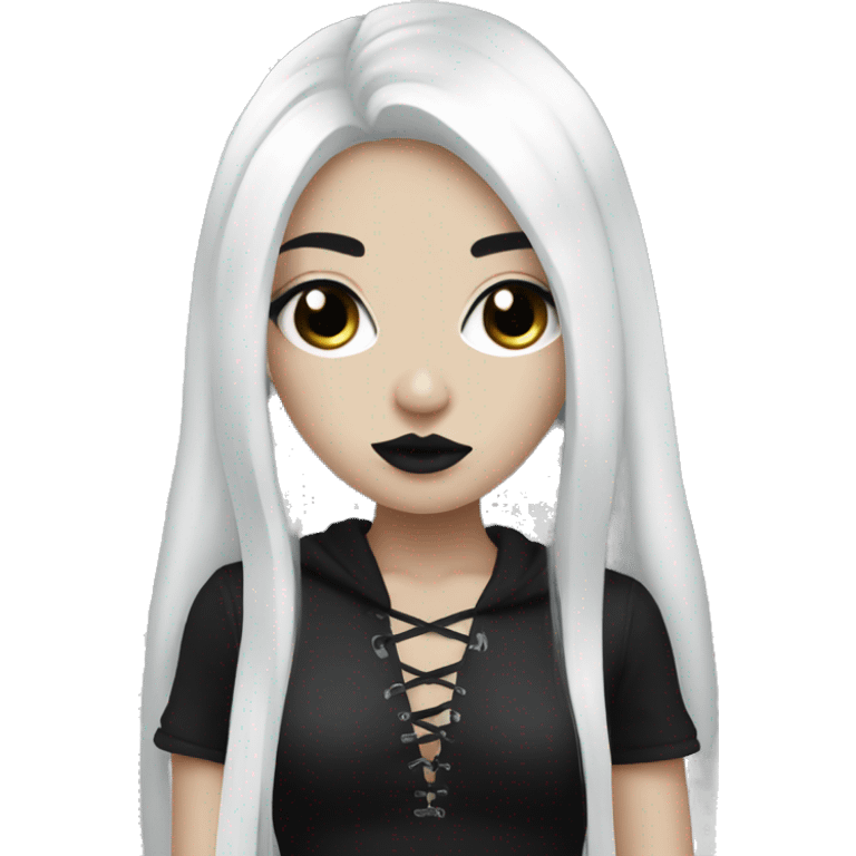 goth girl with white foundation and black eyeliner with long black hair  emoji