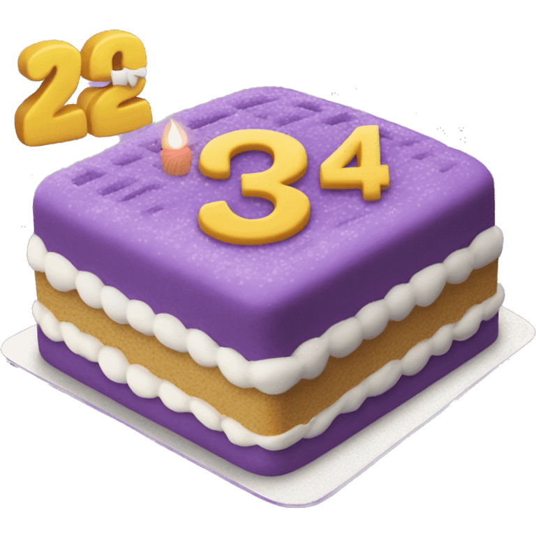 Purple Colored bento birthday with frosting and written on the cake the number 24 emoji