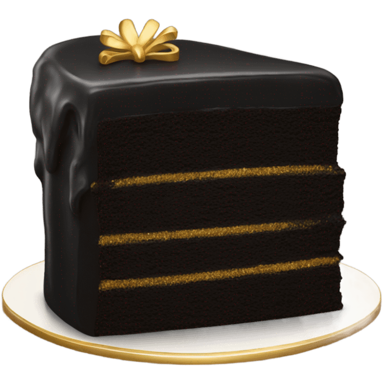 piece black cake with gold emoji