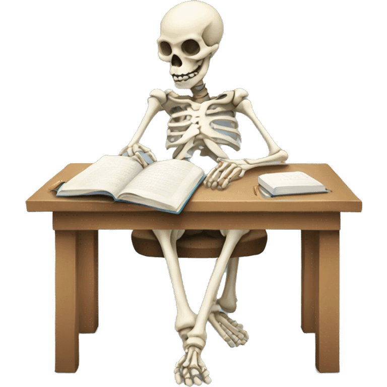 skeleton studying emoji