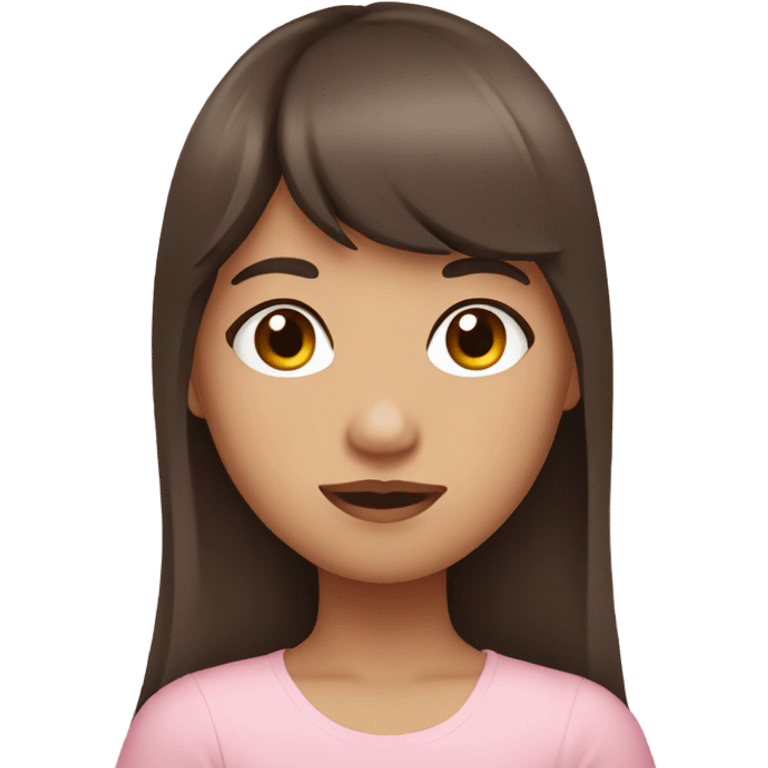 filipino girl with bangs and long brown hair wearing baby pink top emoji