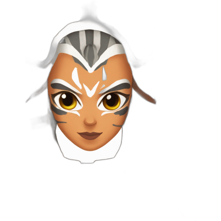 Ahsoka Tano (Portrait, front facing, Apple iOS 17 style) horns, tendrils emoji