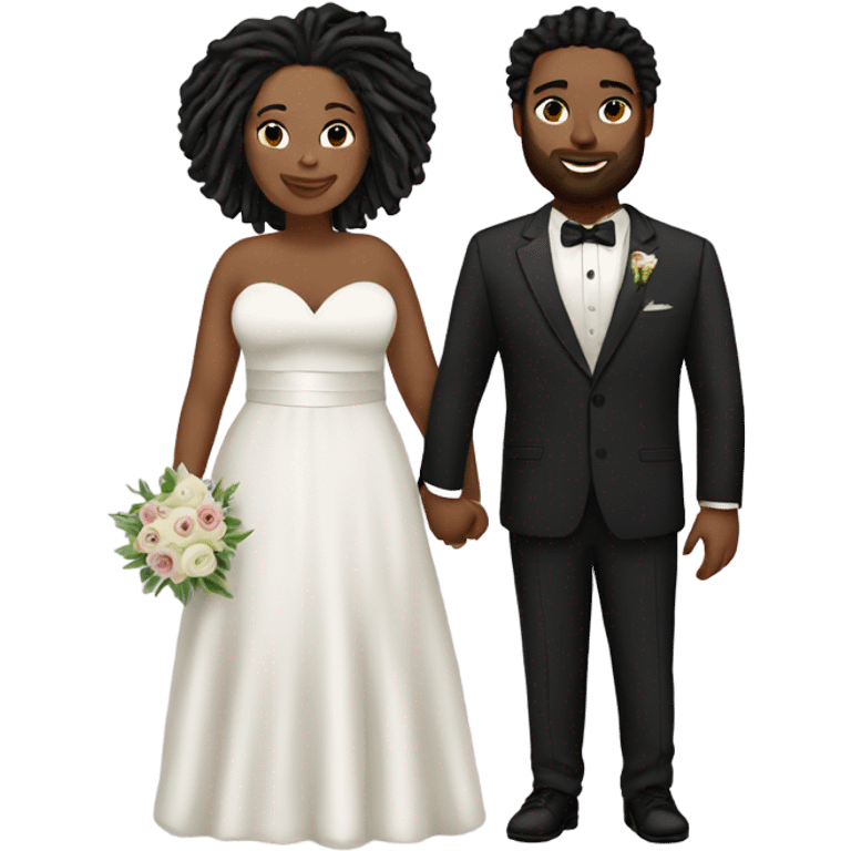 Plus size couple with locs wedding pale emoji