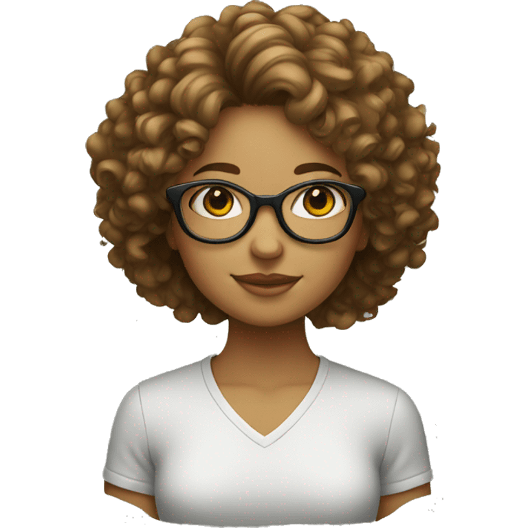 A girl with curly hairs wearing glasses emoji