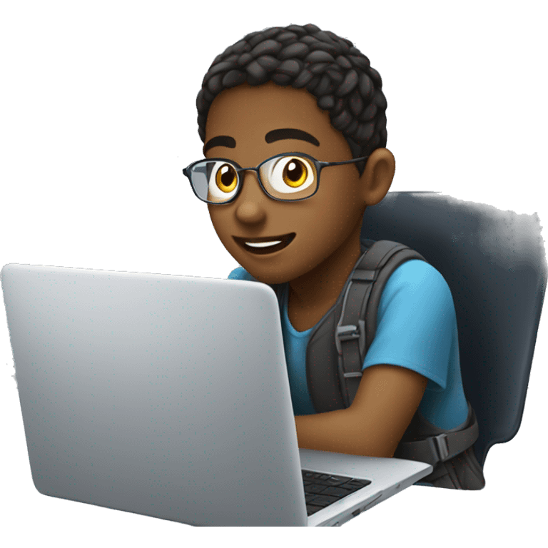 Children 14 years old programming on a laptop emoji