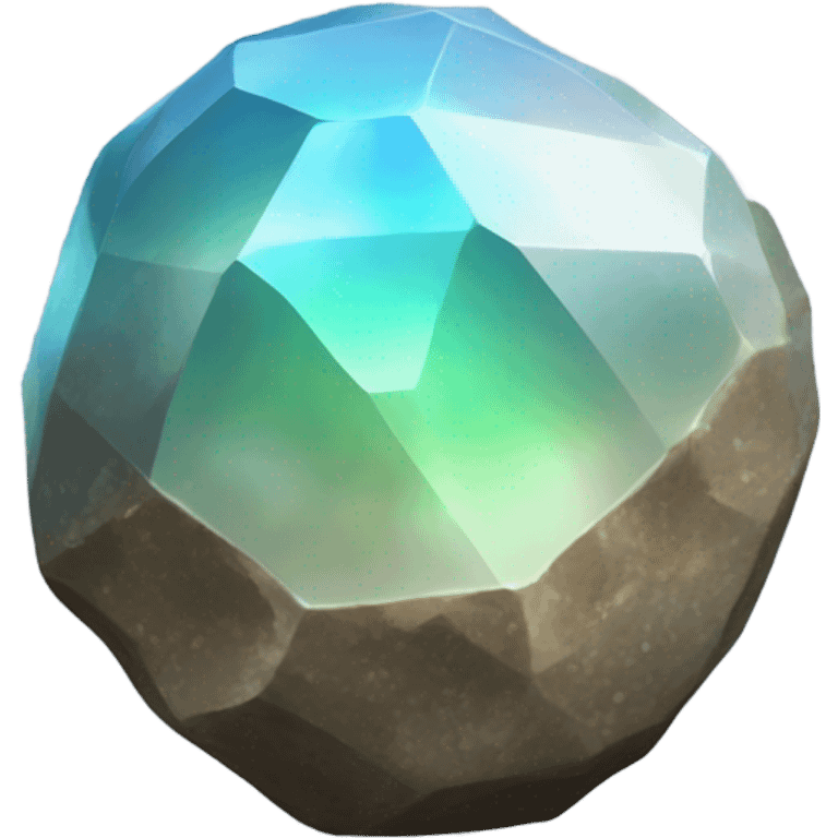 An opalescent rock gem in an orb emoji