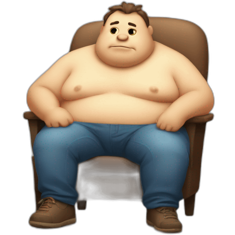 A fat creature without legs who sits on a chair with his arms crossed emoji