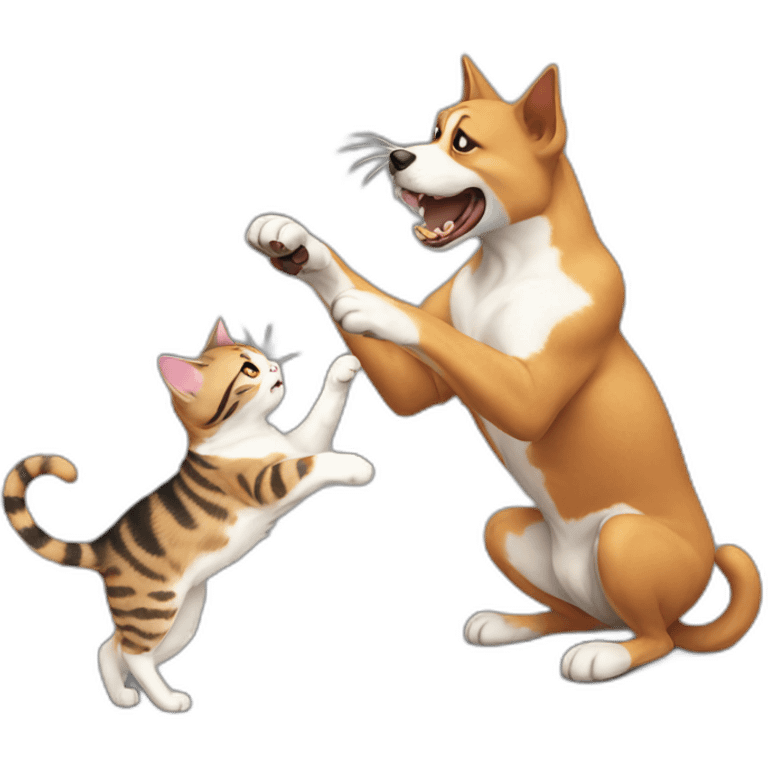 Cat attacking dog emoji