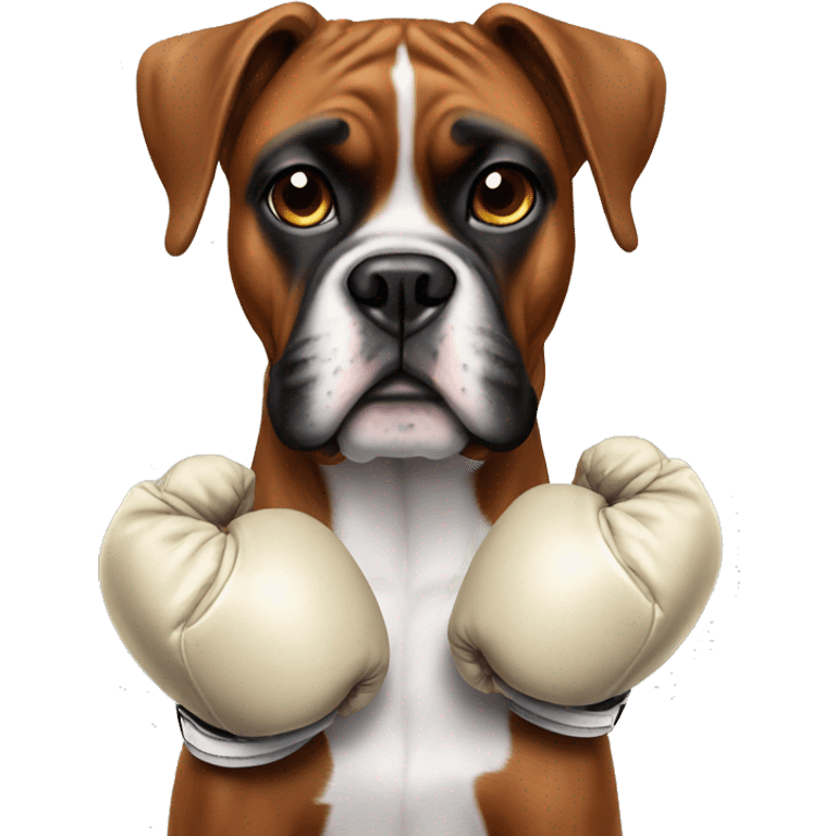 boxer dog wearing gloves emoji