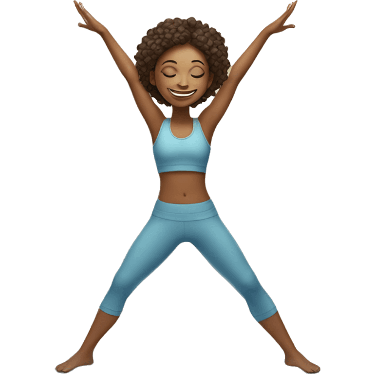 smiling girl in yoga outfit Virabhadrasana emoji