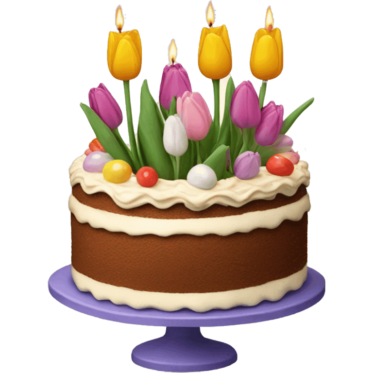 Birthday cake age 19 with tulips emoji