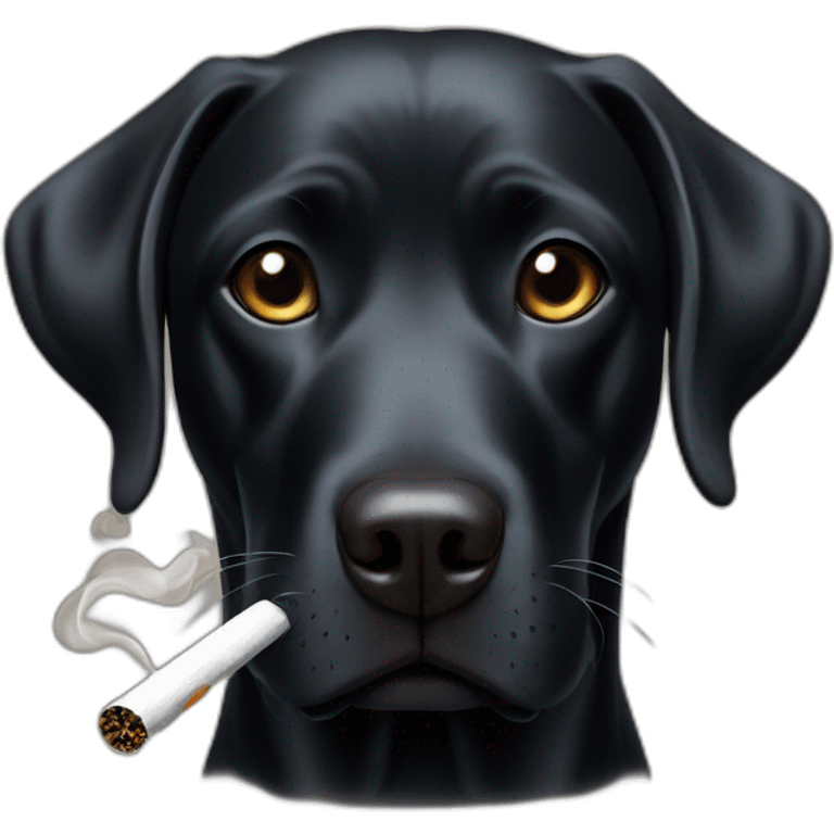 A smoking black labrador emoji